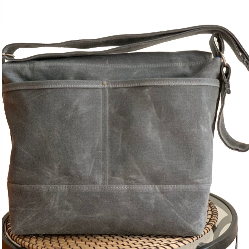 Englewood Waxed Canvas Mens Field Bag - Gray Messenger Bag - 1820 Bag Co.