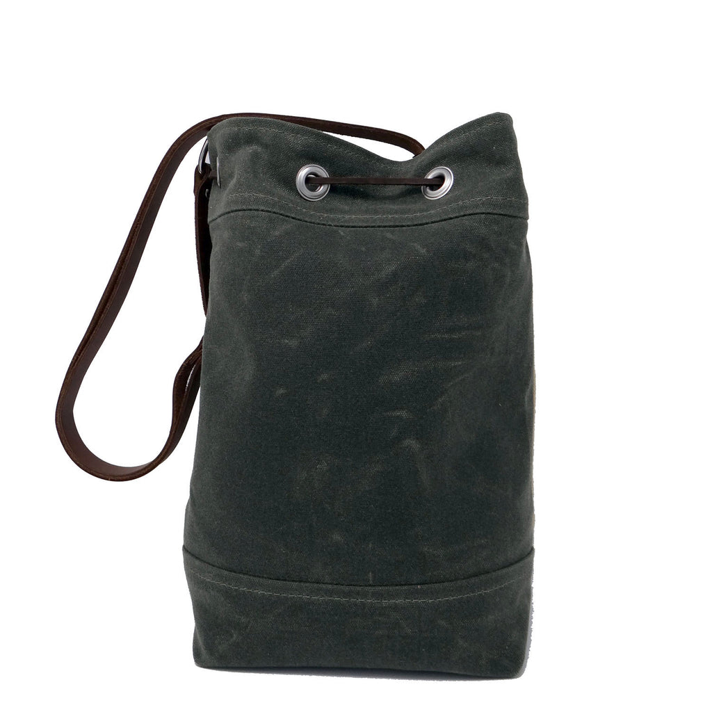 Wildwood Waxed Canvas Bucket Bag - Turquoise Strips - 1820 Bag Co.
