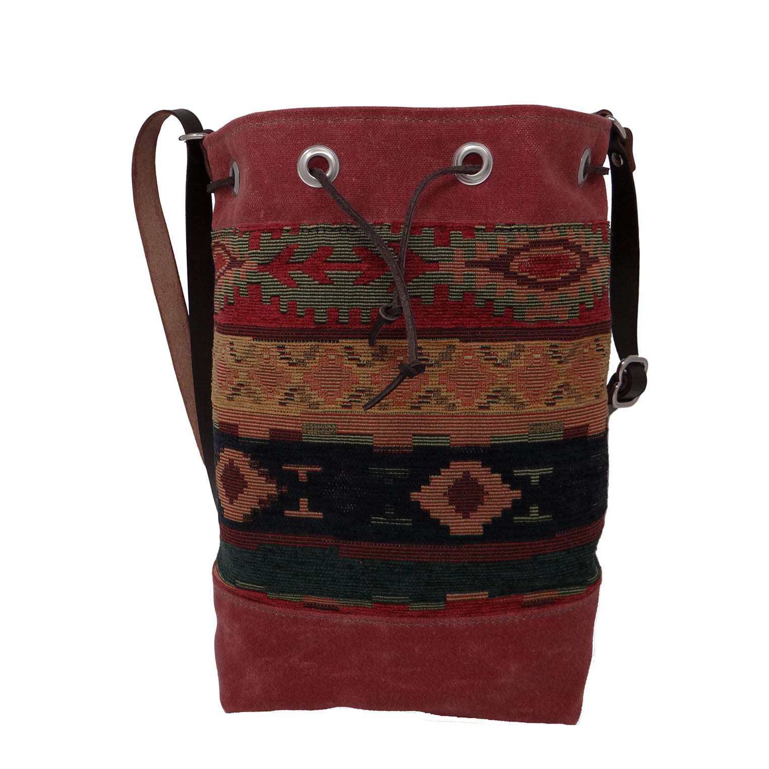 Wildwood Waxed Canvas Bucket Bag - Aztec - 1820 Bag Co.