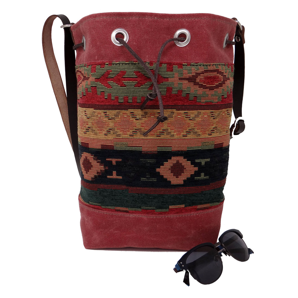 Wildwood Waxed Canvas Bucket Bag - Aztec - 1820 Bag Co.
