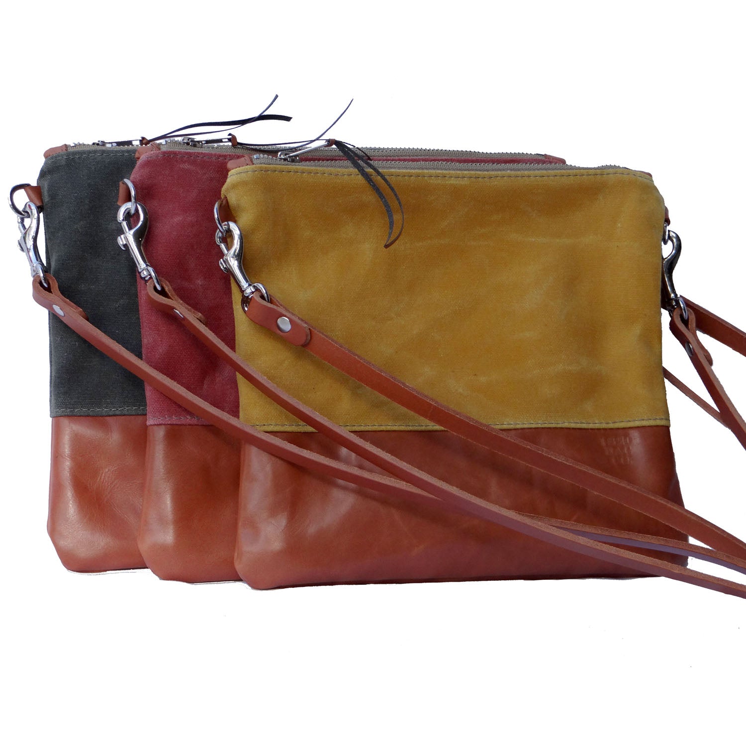 Sanibel Waxed Canvas &amp; Leather Crossbody Bag - Yellow and Tan - 1820 Bag Co.