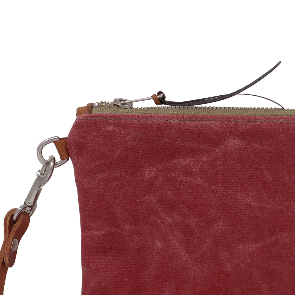 Sanibel Waxed Canvas & Leather Crossbody - Red and Tan - 1820 Bag Co.