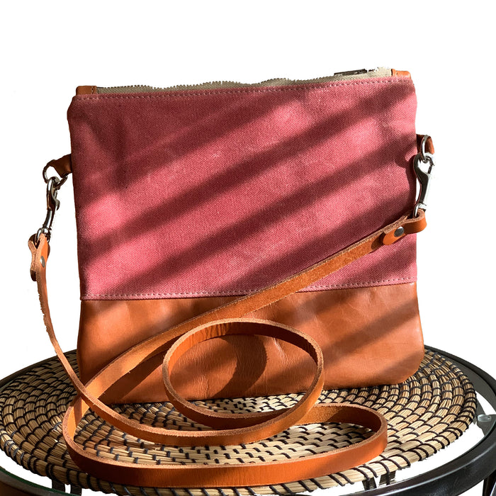 Sanibel Waxed Canvas & Leather Crossbody - Red and Tan - 1820 Bag Co.