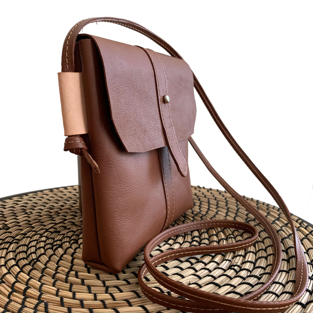 Pinecrest Mini Leather Satchel Crossbody Bag - Tan - 1820 Bag Co.