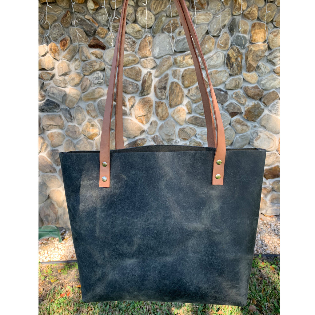 Sarasota Leather Tote - Rustic Sage Green - 1820 Bag Co.