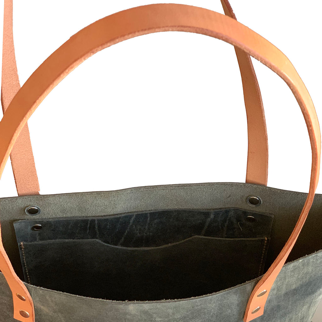 Sarasota Leather Tote - Rustic Sage Green - 1820 Bag Co.