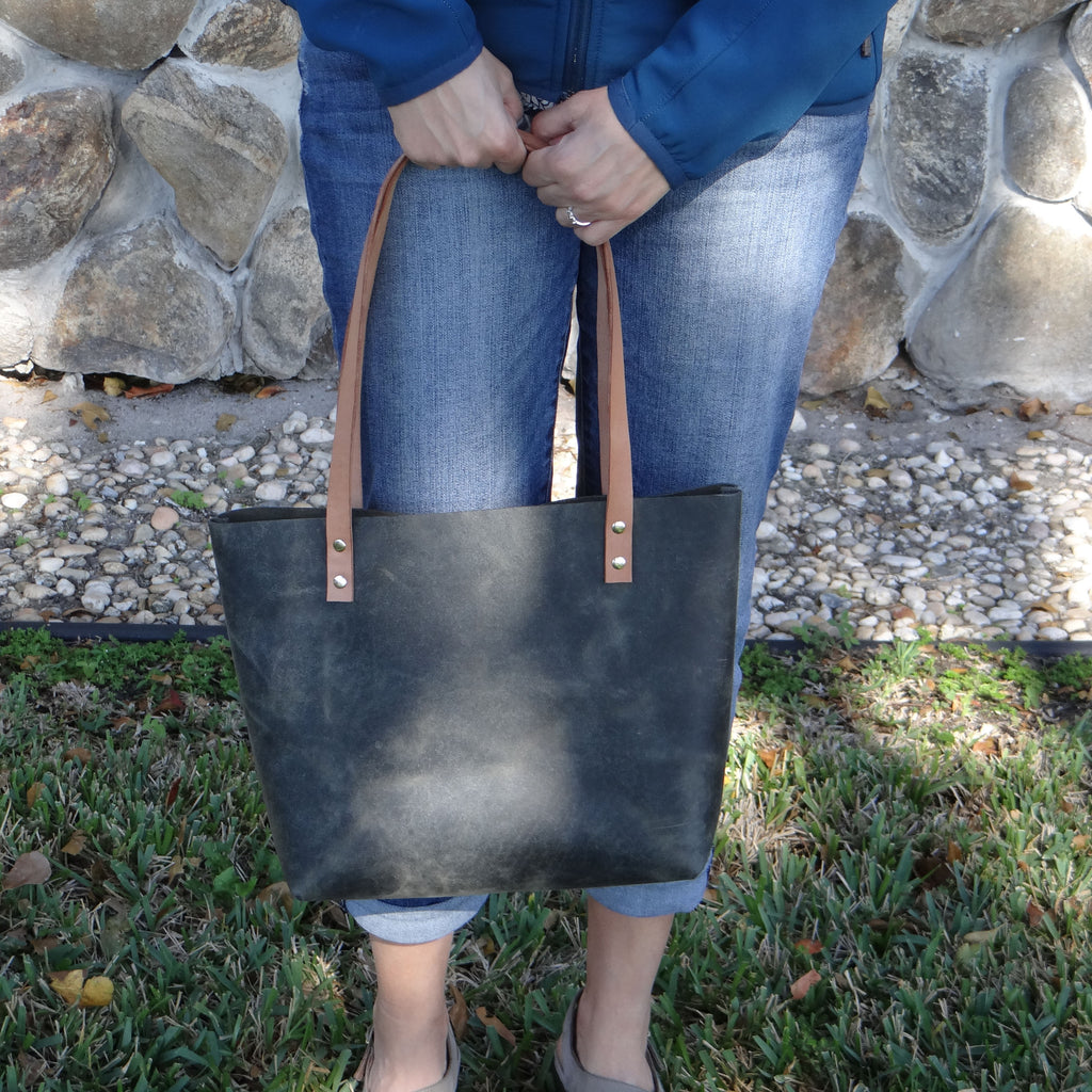 Sarasota Leather Tote - Rustic Sage Green - 1820 Bag Co.