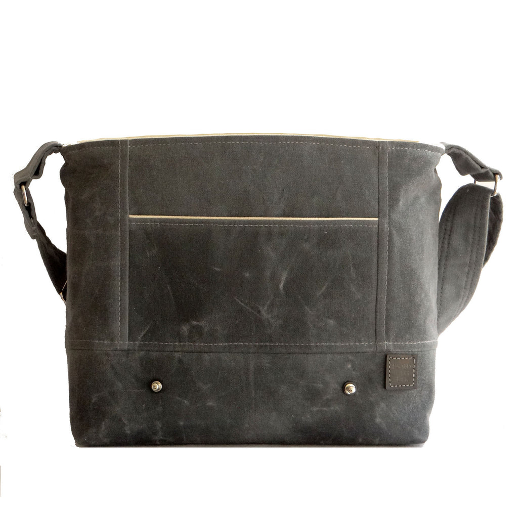 Grayton Waxed Canvas Messenger Bag with Black Leather Strap Closure - 1820 Bag Co.