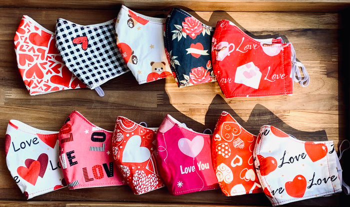 Valentine's Simple Face Mask - Cotton Reusable with Adjustable Ear Loops