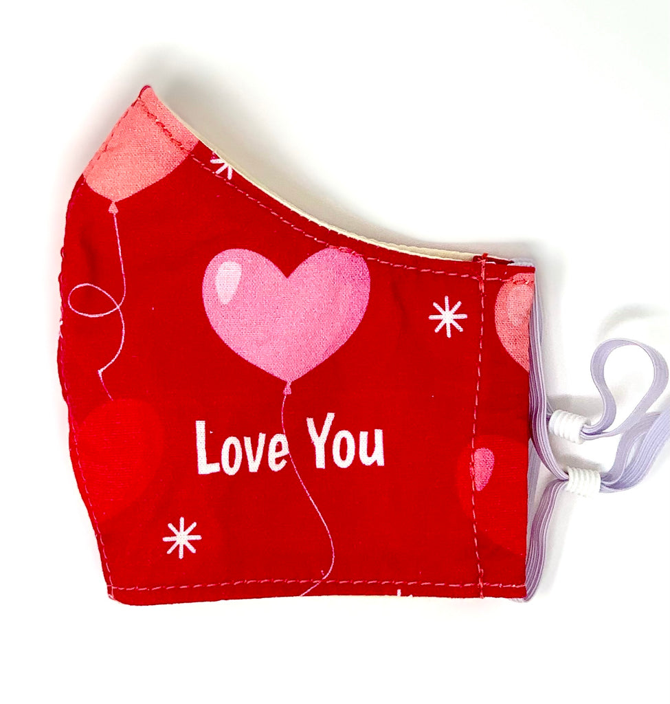 Valentine's Simple Face Mask - Cotton Reusable with Adjustable Ear Loops